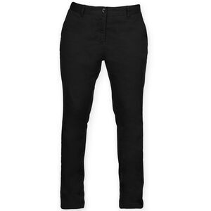 Front Row Womens/Ladies Cotton Rich Stretch Chino Trousers/Pants / Black